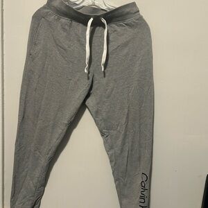 Calvin Klein Light Gray sweats with White Drawstring